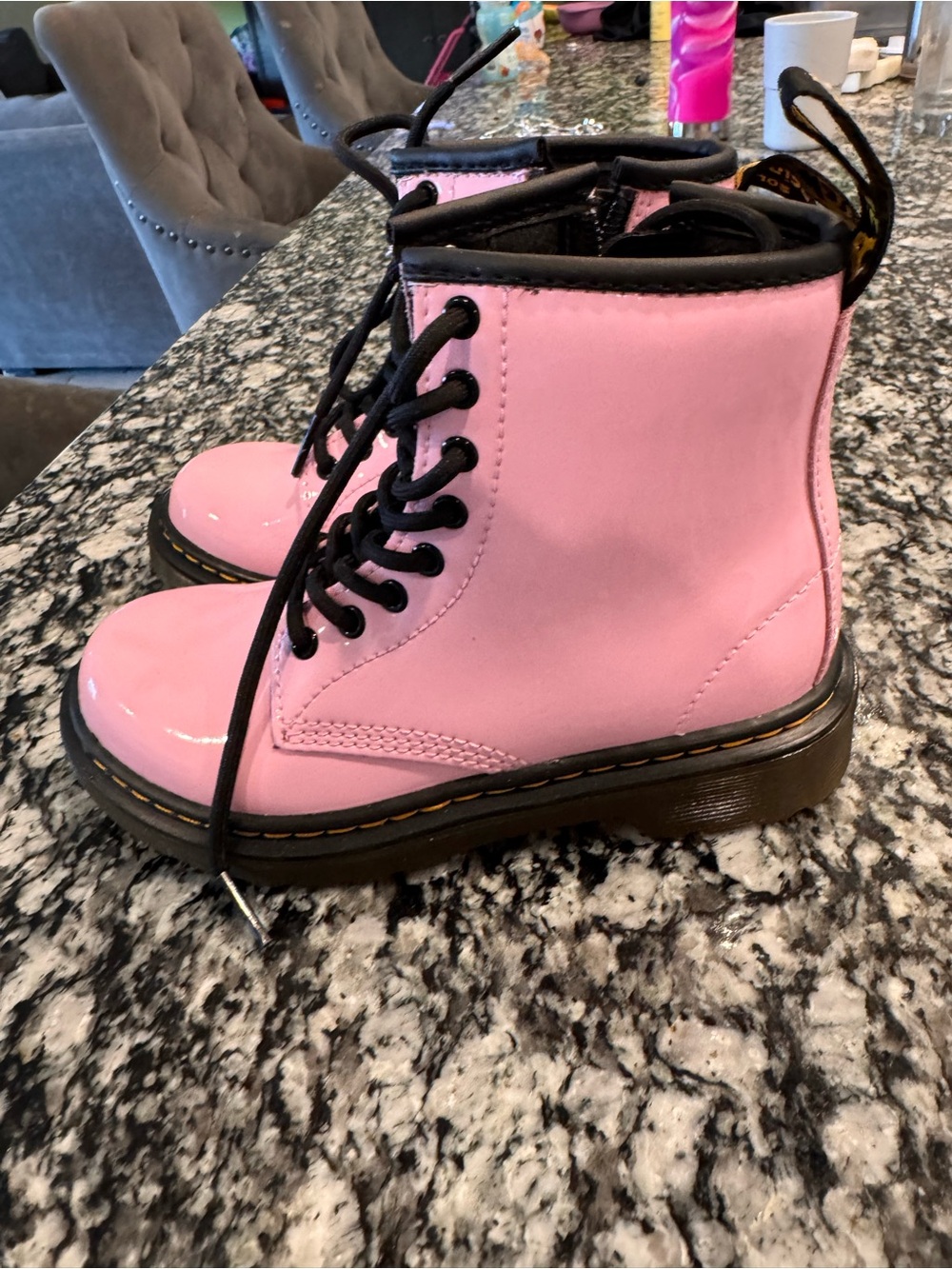 Dr. Martens Kids Pink Lace-Up Combat Boots